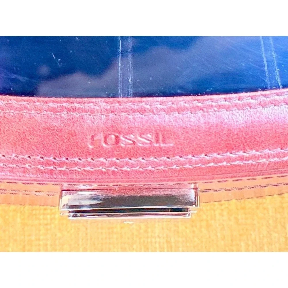 Fossil Cherry Red Leather Glass Top‎ Watch Display Case Jewelry Storage Box